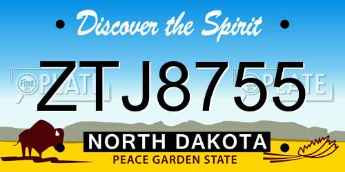 ZTJ8755 North Dakota License Plate