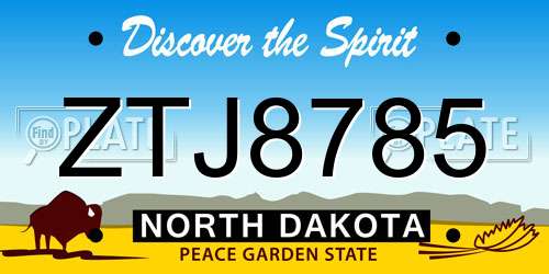 ZTJ8785 North Dakota License Plate