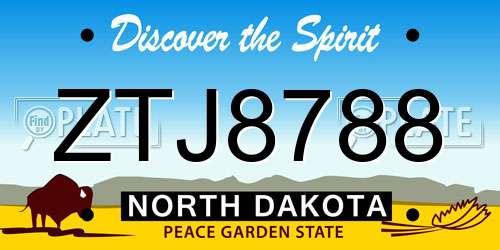 ZTJ8788 North Dakota License Plate