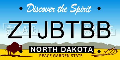 ZTJBTBB North Dakota License Plate