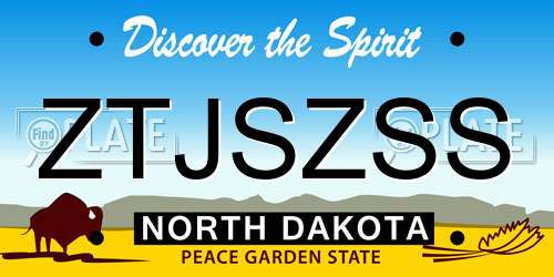 ZTJSZSS North Dakota License Plate