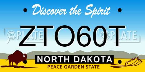 ZTO60T North Dakota License Plate