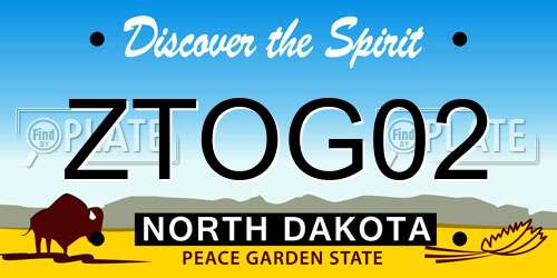 ZTOG02 North Dakota License Plate