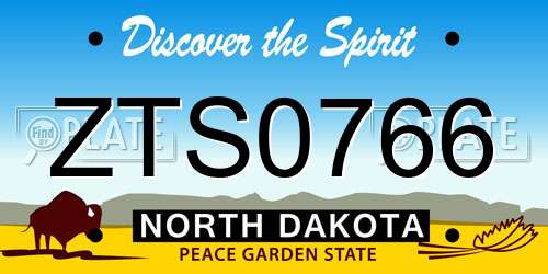 ZTS0766 North Dakota License Plate