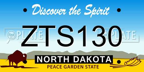 ZTS130 North Dakota License Plate