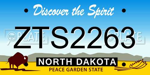 ZTS2263 North Dakota License Plate