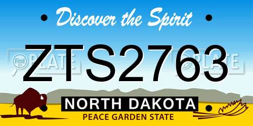 ZTS2763 North Dakota License Plate