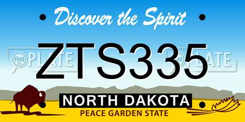 ZTS335 North Dakota License Plate