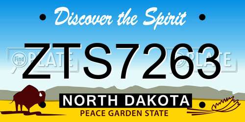 ZTS7263 North Dakota License Plate