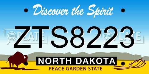 ZTS8223 North Dakota License Plate