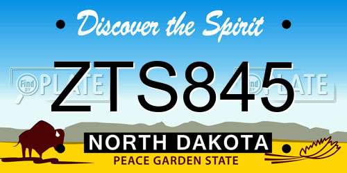 ZTS845 North Dakota License Plate
