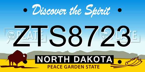 ZTS8723 North Dakota License Plate