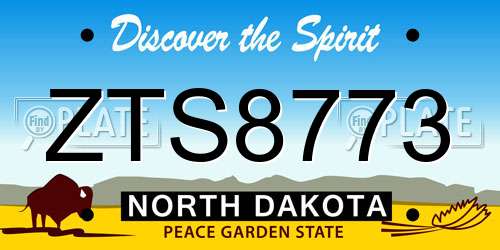 ZTS8773 North Dakota License Plate