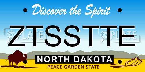 ZTSSTTE North Dakota License Plate