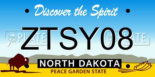 ZTSY08 North Dakota License Plate