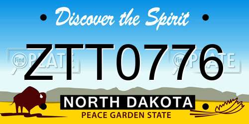 ZTT0776 North Dakota License Plate
