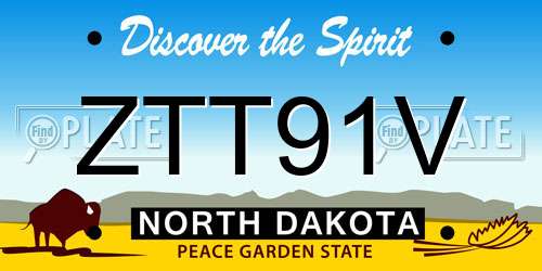 ZTT91V North Dakota License Plate