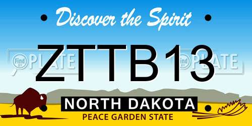 ZTTB13 North Dakota License Plate