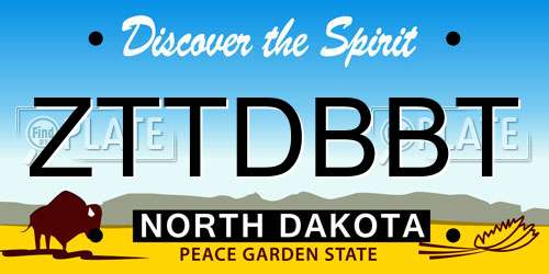 ZTTDBBT North Dakota License Plate