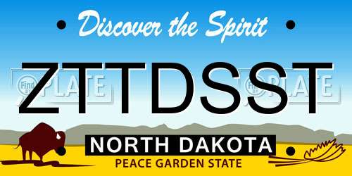 ZTTDSST North Dakota License Plate