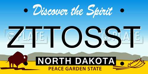 ZTTOSST North Dakota License Plate