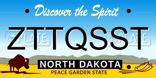 ZTTQSST North Dakota License Plate