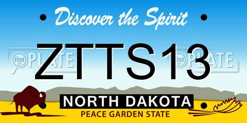 ZTTS13 North Dakota License Plate