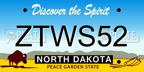 ZTWS52 North Dakota License Plate
