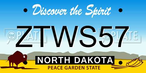 ZTWS57 North Dakota License Plate