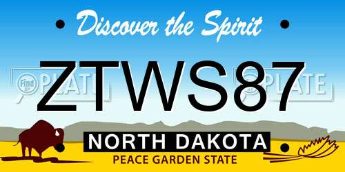 ZTWS87 North Dakota License Plate