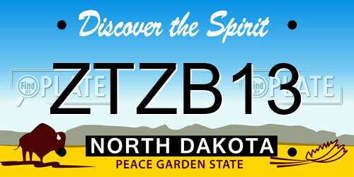 ZTZB13 North Dakota License Plate