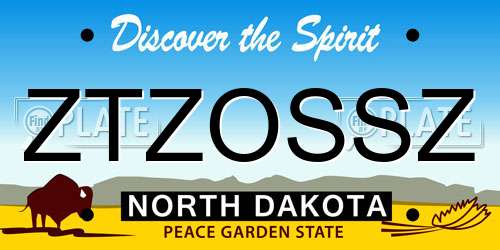 ZTZOSSZ North Dakota License Plate