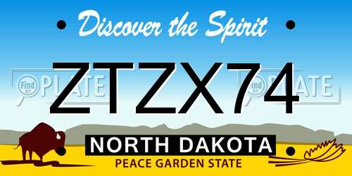 ZTZX74 North Dakota License Plate