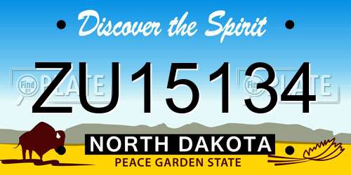 ZU15134 North Dakota License Plate