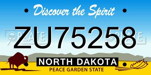 ZU75258 North Dakota License Plate