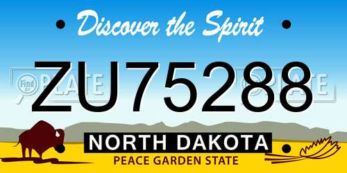 ZU75288 North Dakota License Plate