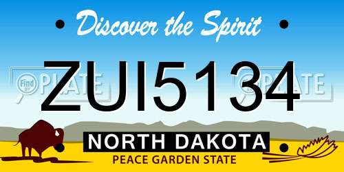 ZUI5134 North Dakota License Plate
