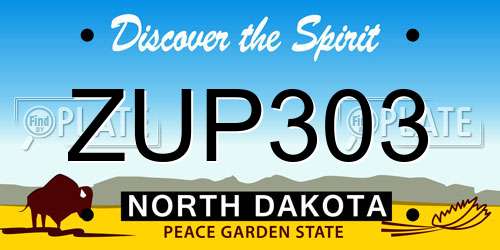 ZUP303 North Dakota License Plate