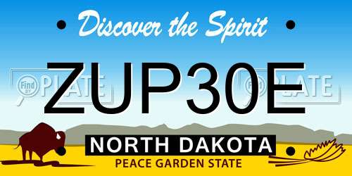 ZUP30E North Dakota License Plate