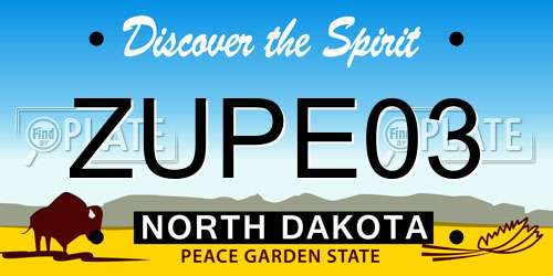 ZUPE03 North Dakota License Plate