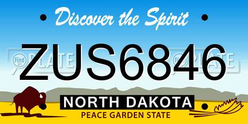 ZUS6846 North Dakota License Plate