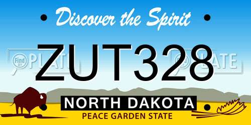 ZUT328 North Dakota License Plate