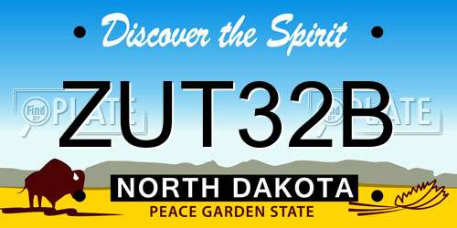 ZUT32B North Dakota License Plate