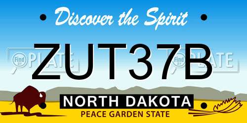 ZUT37B North Dakota License Plate