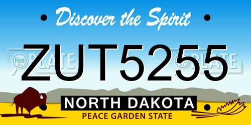ZUT5255 North Dakota License Plate