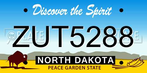 ZUT5288 North Dakota License Plate