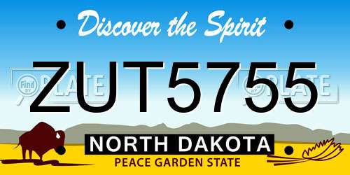 ZUT5755 North Dakota License Plate