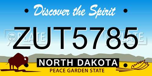 ZUT5785 North Dakota License Plate
