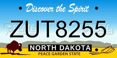 ZUT8255 North Dakota License Plate