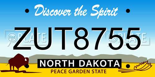 ZUT8755 North Dakota License Plate